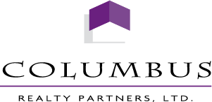 ColumbusRealtyPartnersLTD Columbus Realty Partners, LTD. Logo - a purple roof line overset on a gray elongated letter L to create the sense of the letter C for Columbus. Sits centered over large copperplate lettering (Columbus) over a purple divide line resting over Realty Partners, LTD.